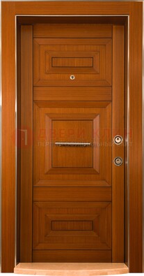 Коричневая входная дверь c МДФ панелью ЧД-10 в частный дом в Краснознаменске
