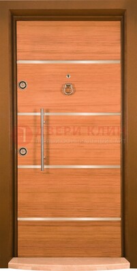 Коричневая входная дверь c МДФ панелью ЧД-11 в частный дом в Краснознаменске