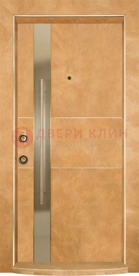 Коричневая входная дверь c МДФ панелью ЧД-20 в частный дом в Краснознаменске