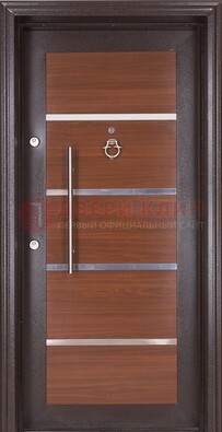 Коричневая входная дверь c МДФ панелью ЧД-27 в частный дом в Краснознаменске