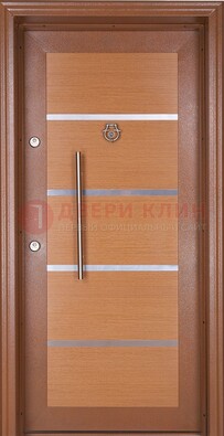 Коричневая входная дверь c МДФ панелью ЧД-33 в частный дом в Краснознаменске