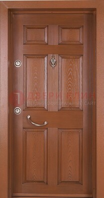 Коричневая входная дверь c МДФ панелью ЧД-34 в частный дом в Краснознаменске