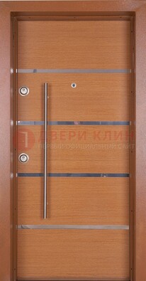 Коричневая входная дверь c МДФ панелью ЧД-35 в частный дом в Краснознаменске