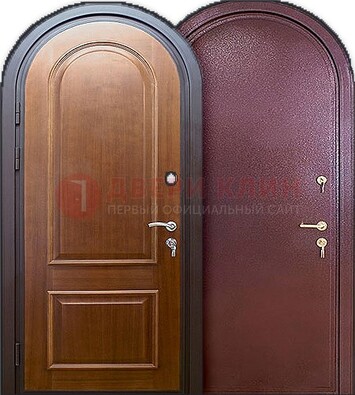 Железная арочная дверь с МДФ внутри ДА-14 в Краснознаменске