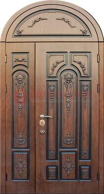Арочная железная дверь с виноритом и узором ДА-36 в Краснознаменске
