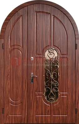 Арочная двухстворчатая стальная дверь Винорит ДА-54 в Краснознаменске