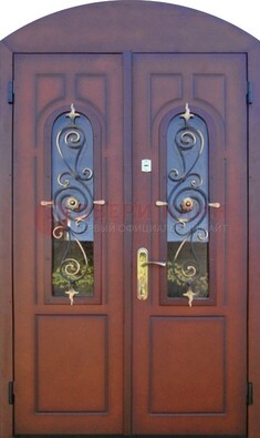 Двухстворчатая стальная дверь Винорит в форме арки ДА-55 в Краснознаменске