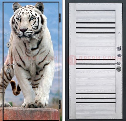 Стальная дверь с фотопечатью тигра ДФ-12 в Краснознаменске