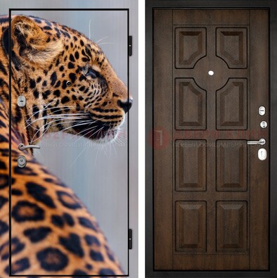Металлическая дверь с фотопечатью леопарда ДФ-26 в Краснознаменске