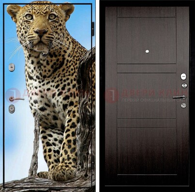 Железная дверь с рисунком гепарда снаружи ДФ-27 в Краснознаменске