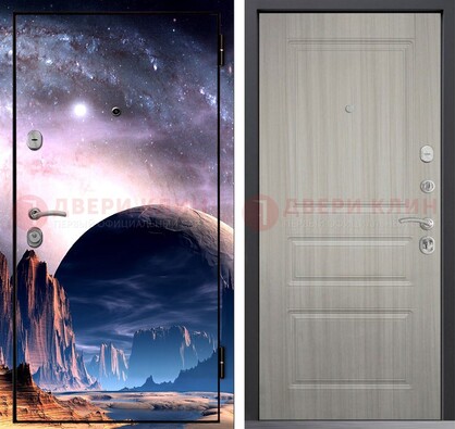 Железная дверь с фотопечатью космоса и планеты ДФ-50 в Краснознаменске