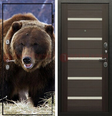 Железная дверь с фотопечатью медведя ДФ-7 в Краснознаменске