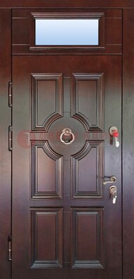 Стальная дверь с фрамугой в классическом стиле ДФГ-18 в Краснознаменске