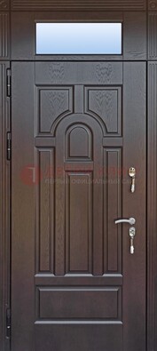 Железная дверь с фрамугой в коричневом цвете ДФГ-22 в Краснознаменске