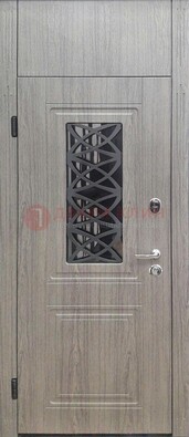 Металлическая дверь Винорит стекло и ковка с фрамугой ДФГ-33 в Краснознаменске