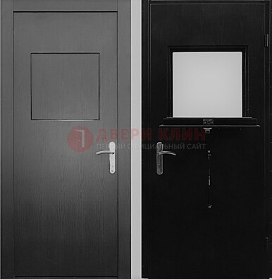 Черная стальная дверь в кассу ламинат внутри ДКС-3 в Краснознаменске