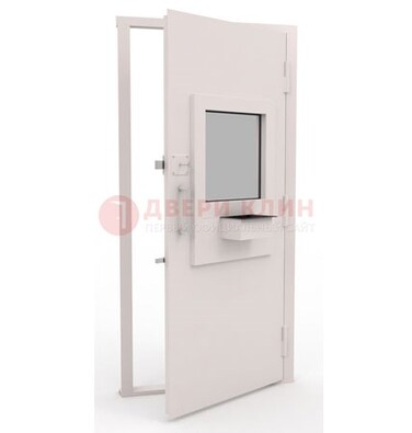 Белая металлическая дверь в кассу с нитроэмалью ДКС-4 в Краснознаменске
