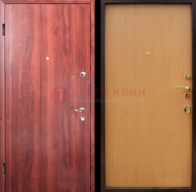Красная железная дверь с ламинатом ДЛ-3 в Краснознаменске