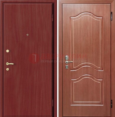 Красная металлическая дверь с ламинатом МДФ внутри ДЛ-8 в Краснознаменске