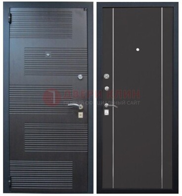 Темная металлическая дверь с МДФ ДМ-105 в деревянный дом в Видном