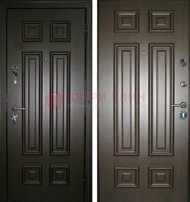 Темная металлическая дверь с МДФ ДМ-136 в квартиру в Краснознаменске