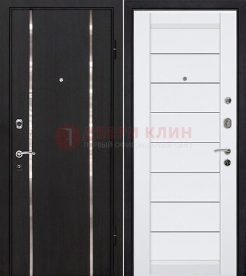 Черная входная дверь с МДФ и декоративными вставками ДМ-143 в Краснознаменске
