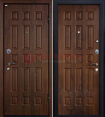 Коричневая металлическая дверь с МДФ ДМ-156 для квартиры в Краснознаменске