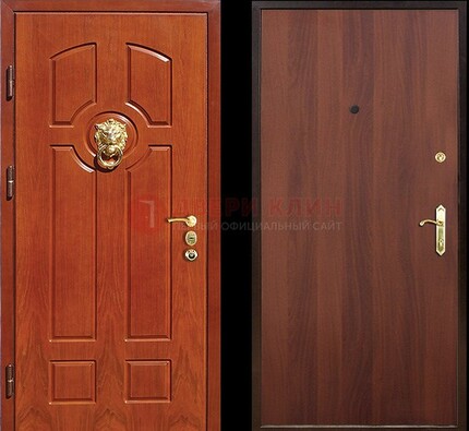 Оранжевая стальная дверь с МДФ ламинат внутри ДМ-18 в квартиру в Краснознаменске
