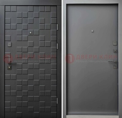 Темная стальная филенчатая дверь с МДФ ДМ-221 в Краснознаменске