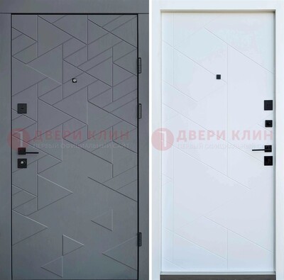 Серая металлическая дверь МДФ с узором  ДМ-224 в Краснознаменске