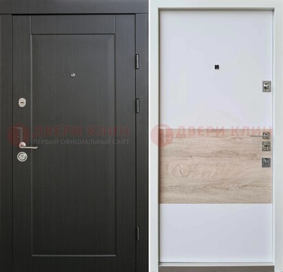 Черная металлическая дверь с белой МДФ внутри ДМ-230 в Краснознаменске