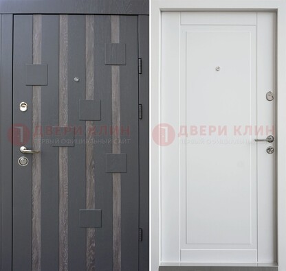 Темная металлическая дверь c белом МДФ внутри ДМ-231 в Краснознаменске