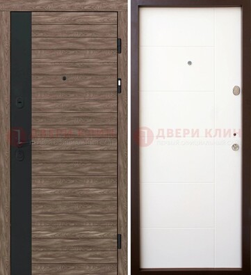 Коричневая входная дверь с черной вставкой МДФ ДМ-239 в Краснознаменске