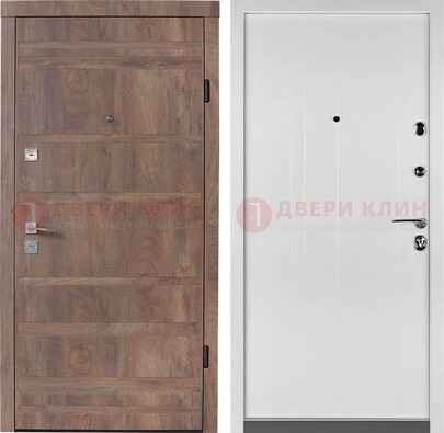 Коричневая металлическая дверь белая МДФ внутри ДМ-274 в Краснознаменске