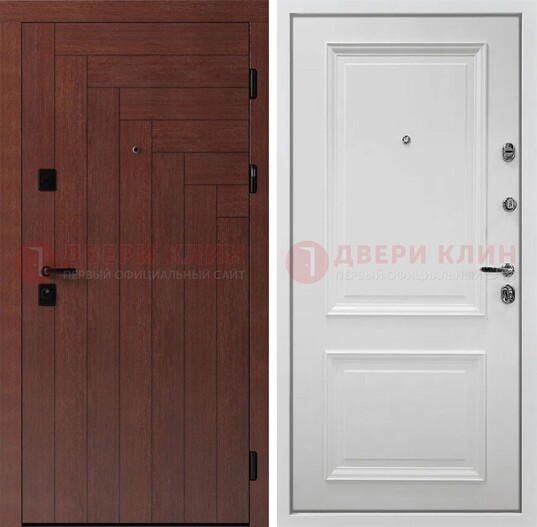 Входная металлическая филенчатая дверь Темный орех МДФ ДМ-276