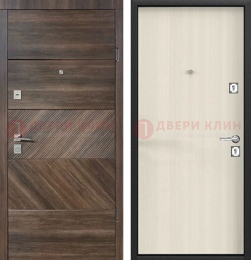 Стальная коричневая дверь с МДФ панелями ДМ-279