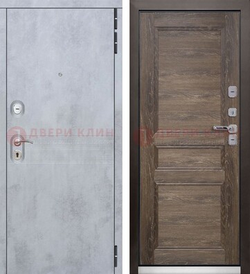 Серая металлическая дверь с МДФ коричневого цвета ДМ-304 в Лыткарино