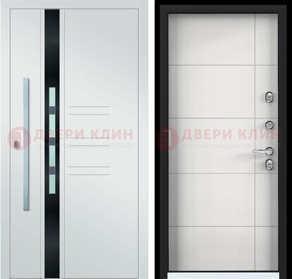 Металлическая дверь в белом цвете с МДФ ДМ-323 в Краснознаменске