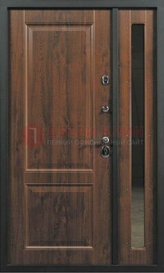 Темная железная дверь с панелью МДФ с зеркалом ДМ-338 в Краснознаменске