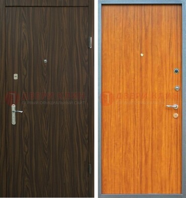 Коричневая одностворчатая стальная дверь с МДФ ДМ-341 в Краснознаменске
