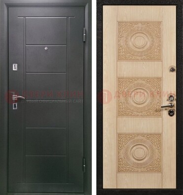 Темная железная дверь с МДФ в квартиру ДМ-344 в Краснознаменске