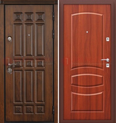 Темная металлическая дверь с МДФ и узором ДМ-364 в Краснознаменске
