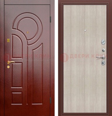Красная металлическая дверь с МДФ панелями ДМ-368 в Краснознаменске