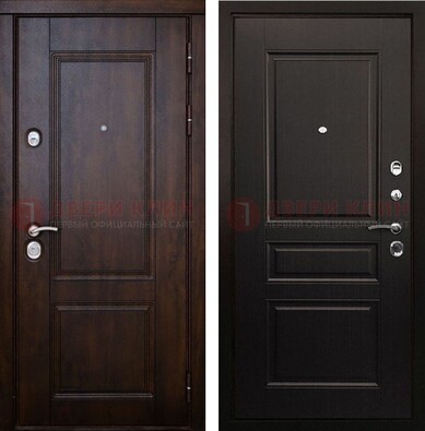 Классическая железная дверь с темными МДФ панелями ДМ-390 в Краснознаменске