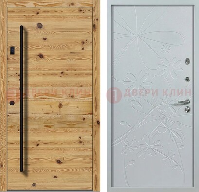 Металлическая дверь с МДФ в светлом цвете ДМ-412 в Краснознаменске