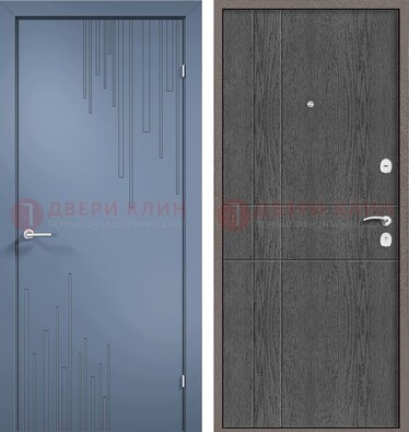 Синяя металлическая дверь МДФ в квартиру ДМ-434 в Краснознаменске