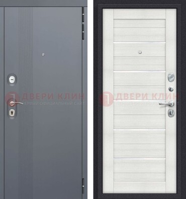 Железная дверь с серой и белой МДФ ДМ-462 в Краснознаменске