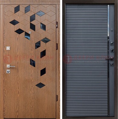Квартирная стальная дверь МДФ хайтек с узором ДМ-468 в Краснознаменске
