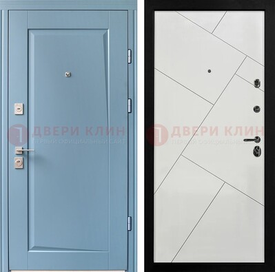 Синяя железная дверь с МДФ панелями ДМ-491 в Краснознаменске