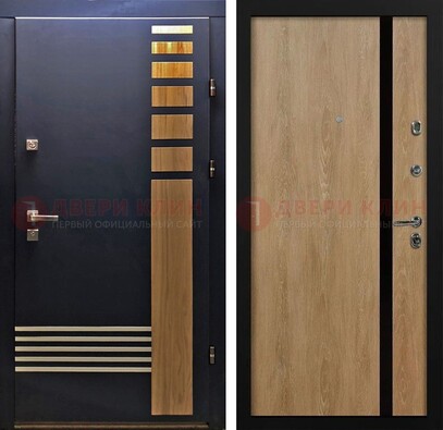 Черная металлическая дверь с МДФ хайтек ДМ-513 в Краснознаменске